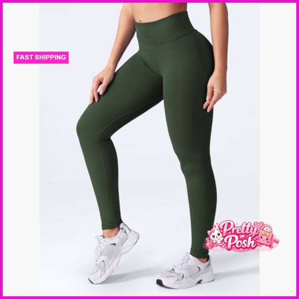 Seamless Impact Leggings with Scrunch Design Medium Waist Tummy Control - Picture 4 of 6